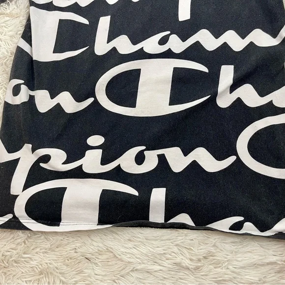 Size L Vintage Champion T-Shirt Vintage 90s All Over Print‎ Black Distressed Y2K - Picture 13 of 15